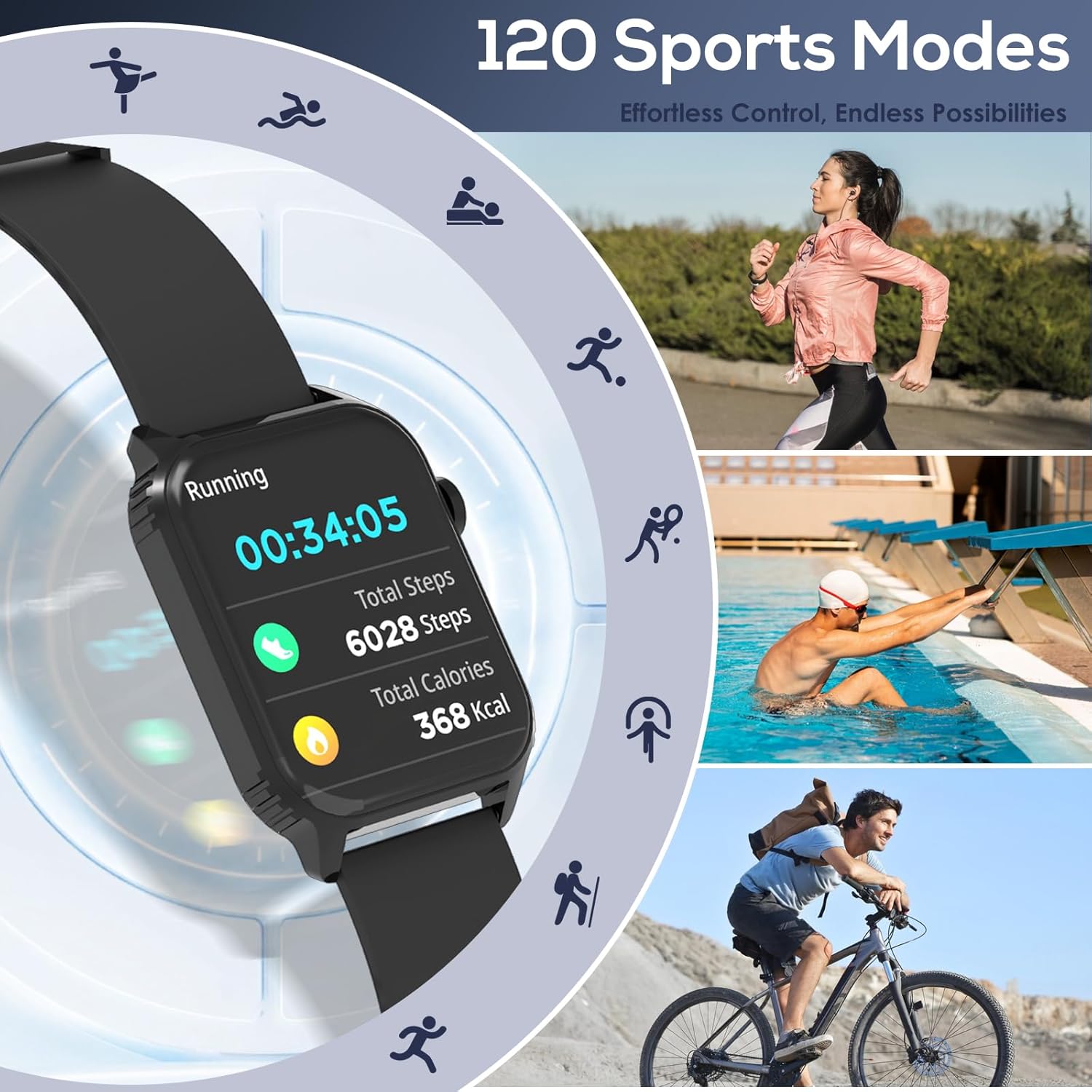 Men’s Smartwatch 120+ Sports Modes – HD Touchscreen, Fitness & Bluetooth
