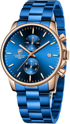 GOLDEN HOUR Men’s Watch, Black Stainless Steel, Chronograph & Waterproof