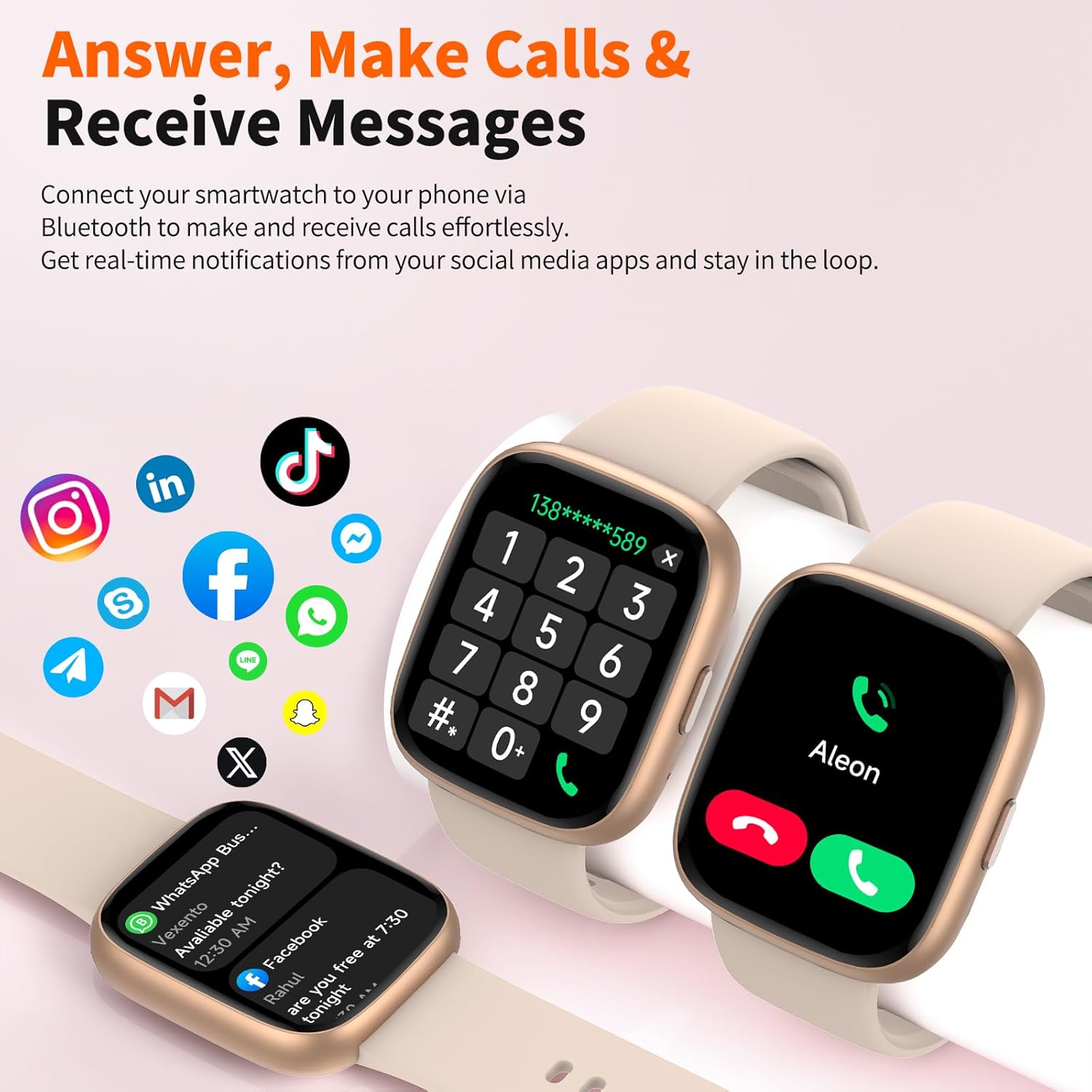 Smart Watch for Men Women, 1.83" HD, Alexa Built-in, Bluetooth 5.3 Calls & Notifications, IP68 Waterproof,100+ Sport Modes,Fitness Tracker/Heart Rate/SpO2/Sleep Monitor for Android iOS (Pink)