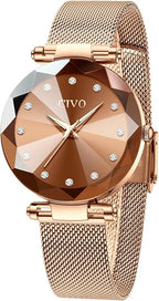 CIVO Women’s Analog Quartz Watch – Waterproof, Stainless Steel Mesh Strap, Diamond Dial