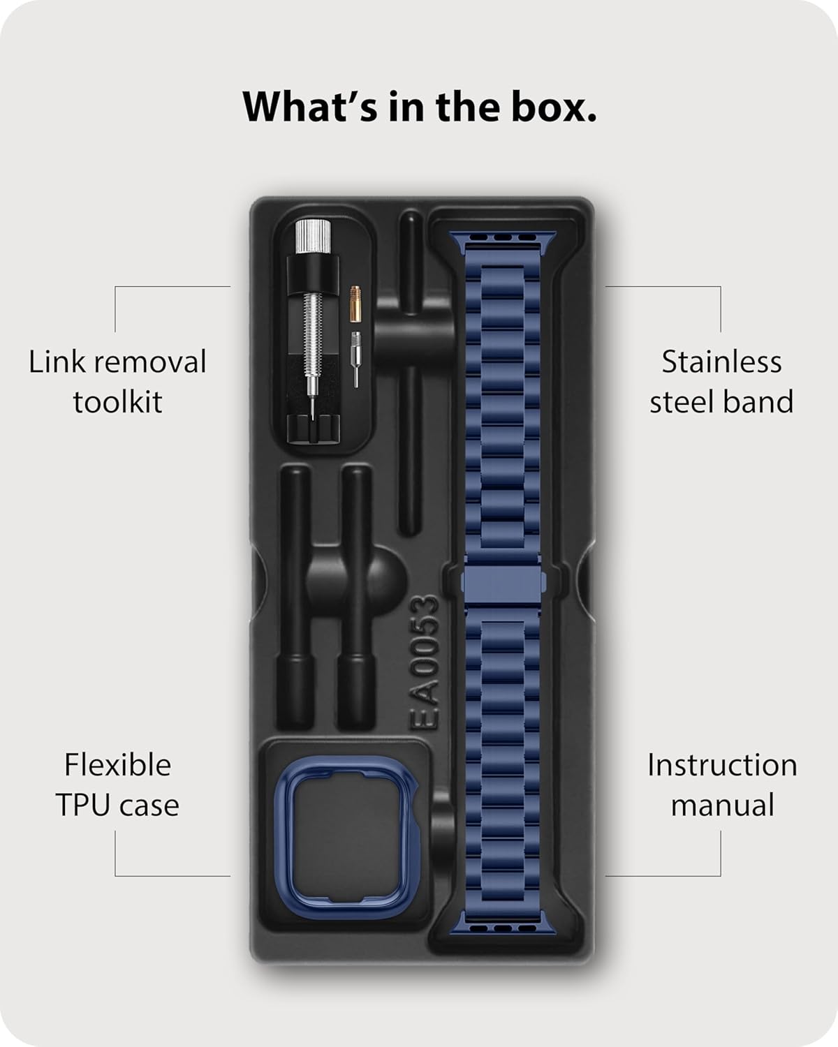 Fullmosa Stainless Steel Band with Case for Apple Watch 45/44/42mm – Blue