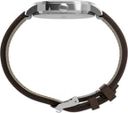 Timex Easy Reader Quartz Men’s Watch Silver-Tone Case & Brown Leather Strap