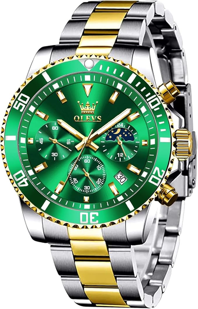 OLEVS Waterproof Stainless Steel Luminous Rotatable Bezel Watch — Classic Analog Quartz Wristwatch