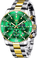 OLEVS Waterproof Stainless Steel Luminous Rotatable Bezel Watch — Classic Analog Quartz Wristwatch