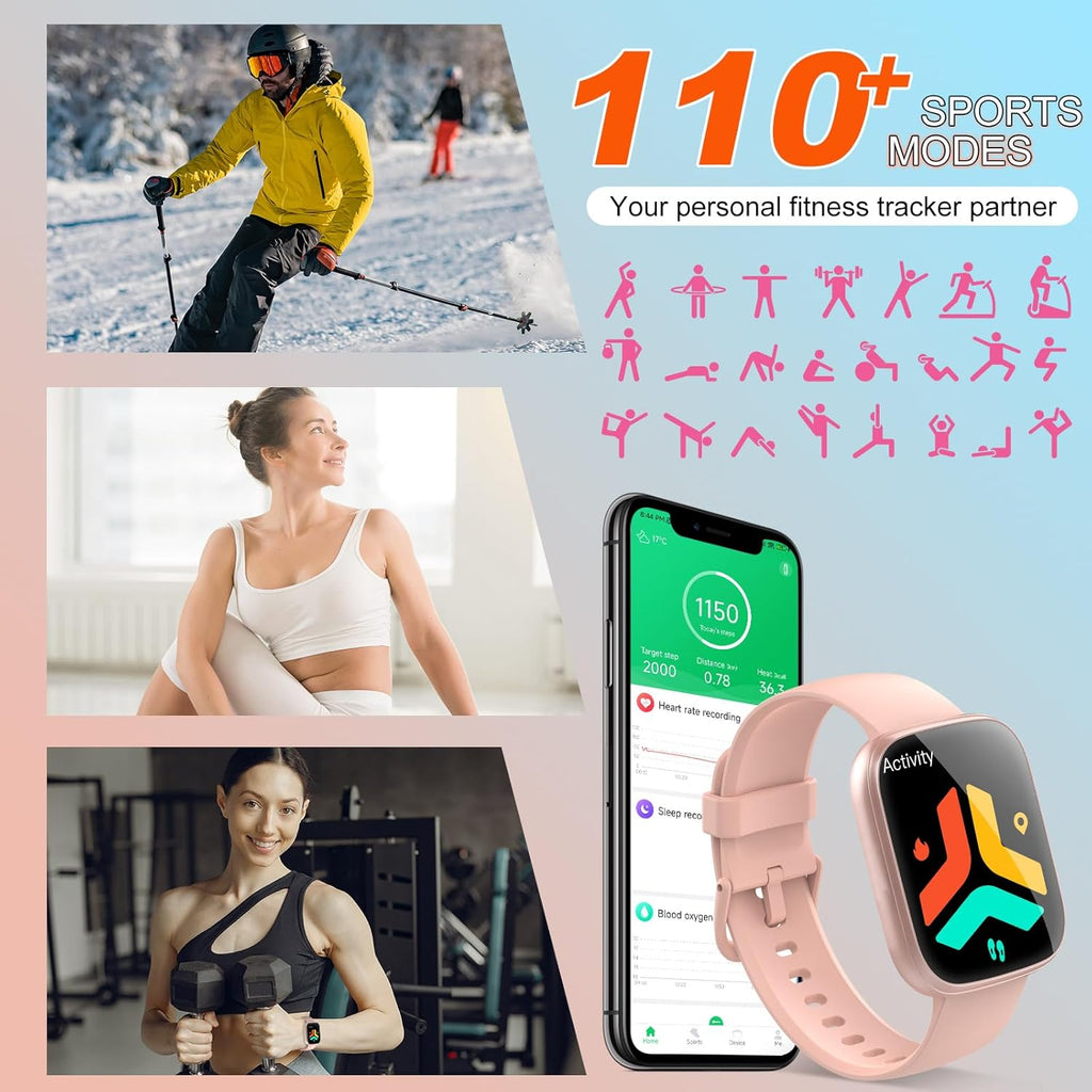 Men & Women Smartwatch – Bluetooth Call, Fitness Tracker, 110+ Sports Modes, HD Touchscreen