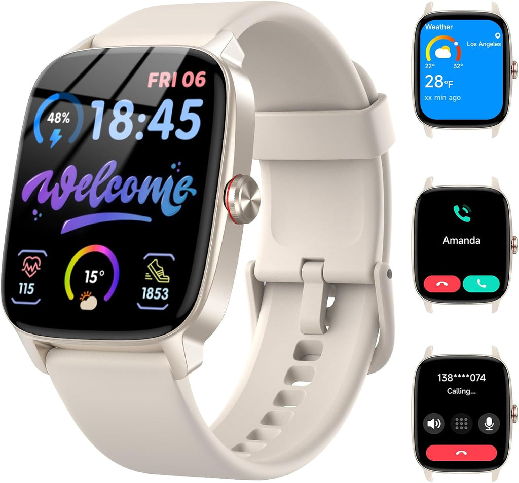 Bluetooth Smartwatch for Men & Women Fitness Tracker with Heart Rate, Sleep & Activity Monitor | Waterproof Touchscreen