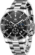 OLEVS Men’s Luxury Chronograph Watch – Moon Phase, Waterproof, Stainless Steel