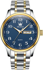 OLEVS Men’s Big Face Stainless Steel Quartz Watch – Day & Date