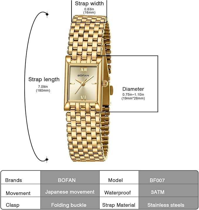 BOFAN Women’s Stainless Steel Waterproof Quartz Watch