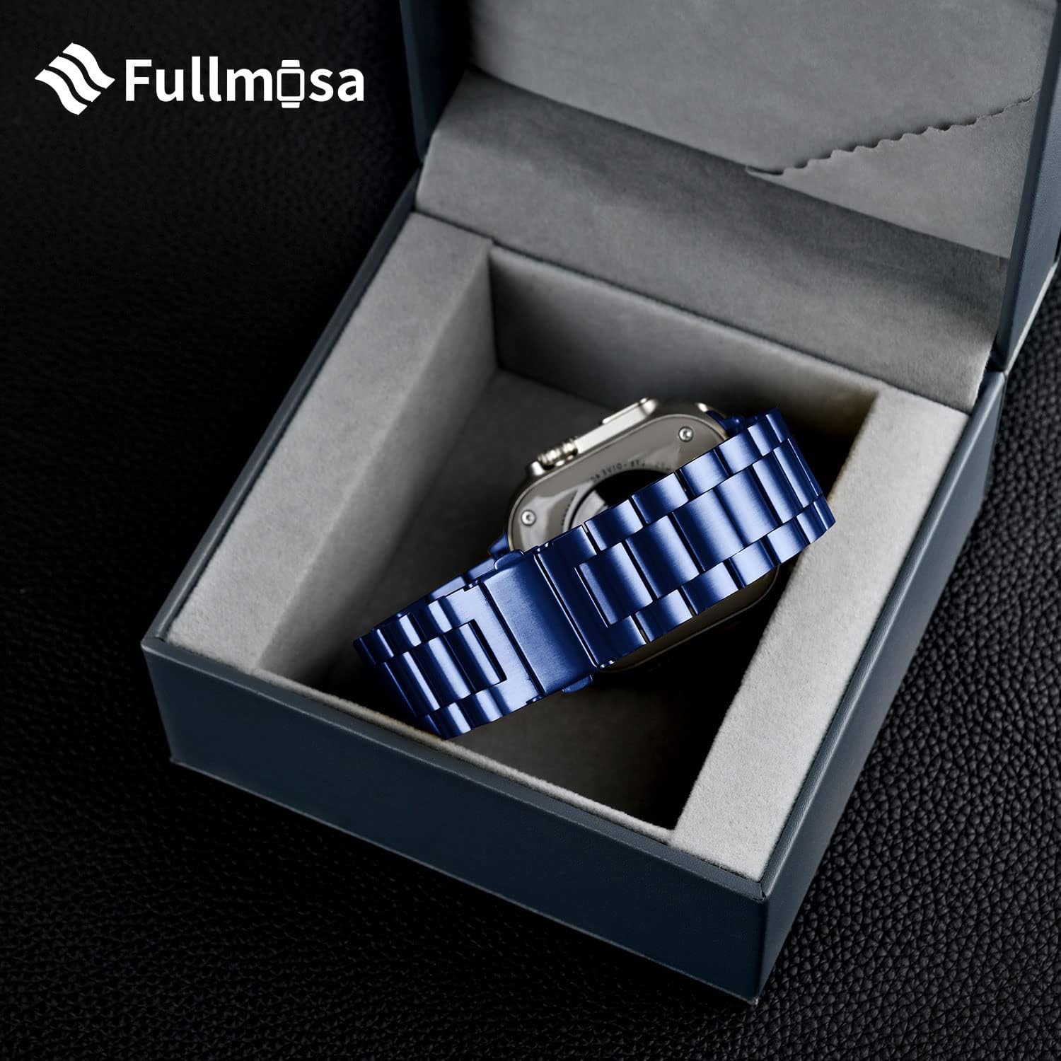 Fullmosa Stainless Steel Band with Case for Apple Watch 45/44/42mm – Blue