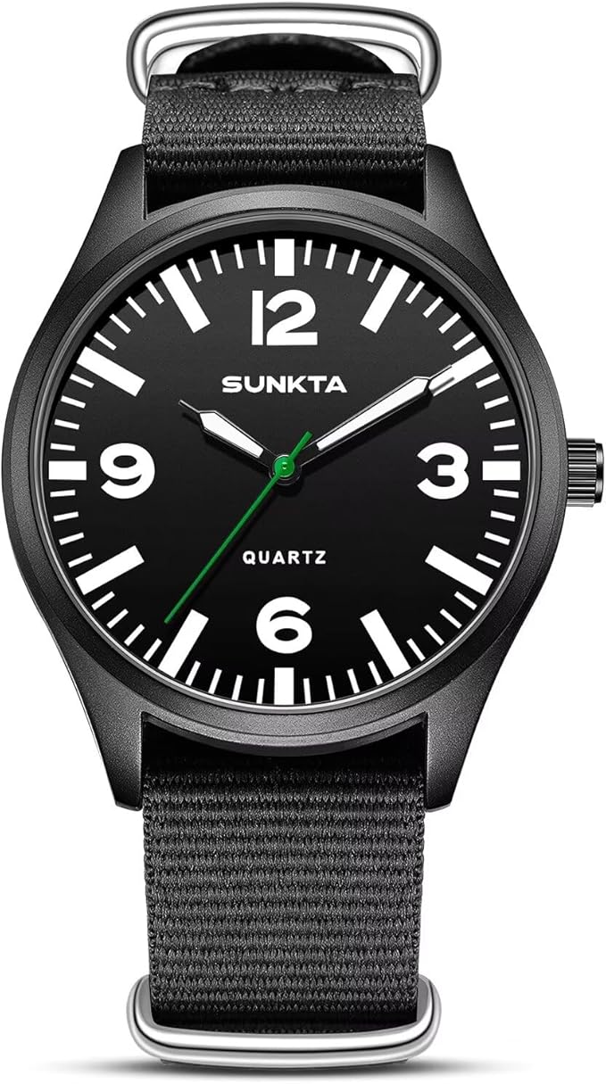 LIGE Men’s Military Sports Watch – 41mm Large Dial, Luminous, Waterproof, Nylon Band