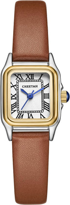CHEETAH Women’s Small Two‑Tone Rectangular Roman Dial Watch