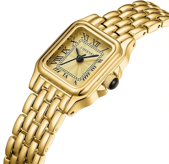 CHEETAH Women’s Small Two‑Tone Rectangular Roman Dial Watch