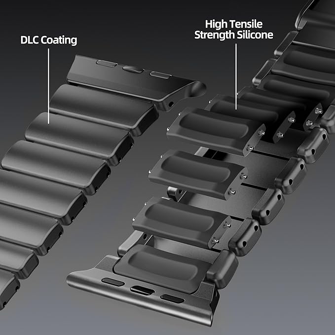 Luxury Titanium Silicone Apple Watch Band – Dual-Layer, Magnetic Clasp