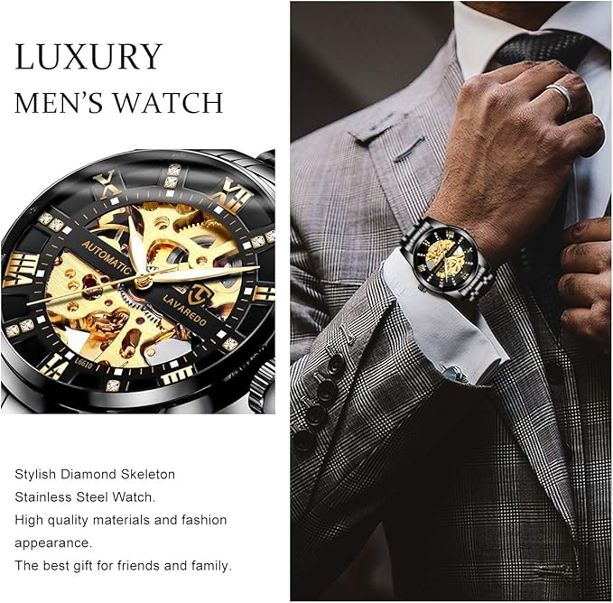 Automatic Self‑Winding Skeleton Mechanical Watch Stainless Steel Bracelet