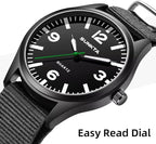 LIGE Men’s Military Sports Watch – 41mm Analog, Nylon Band, Waterproof