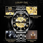 Automatic Self‑Winding Skeleton Mechanical Watch Stainless Steel Bracelet