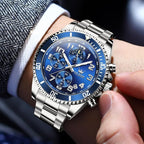 OLEVS Men’s Luxury Chronograph Watch – Moon Phase, Waterproof, Stainless Steel