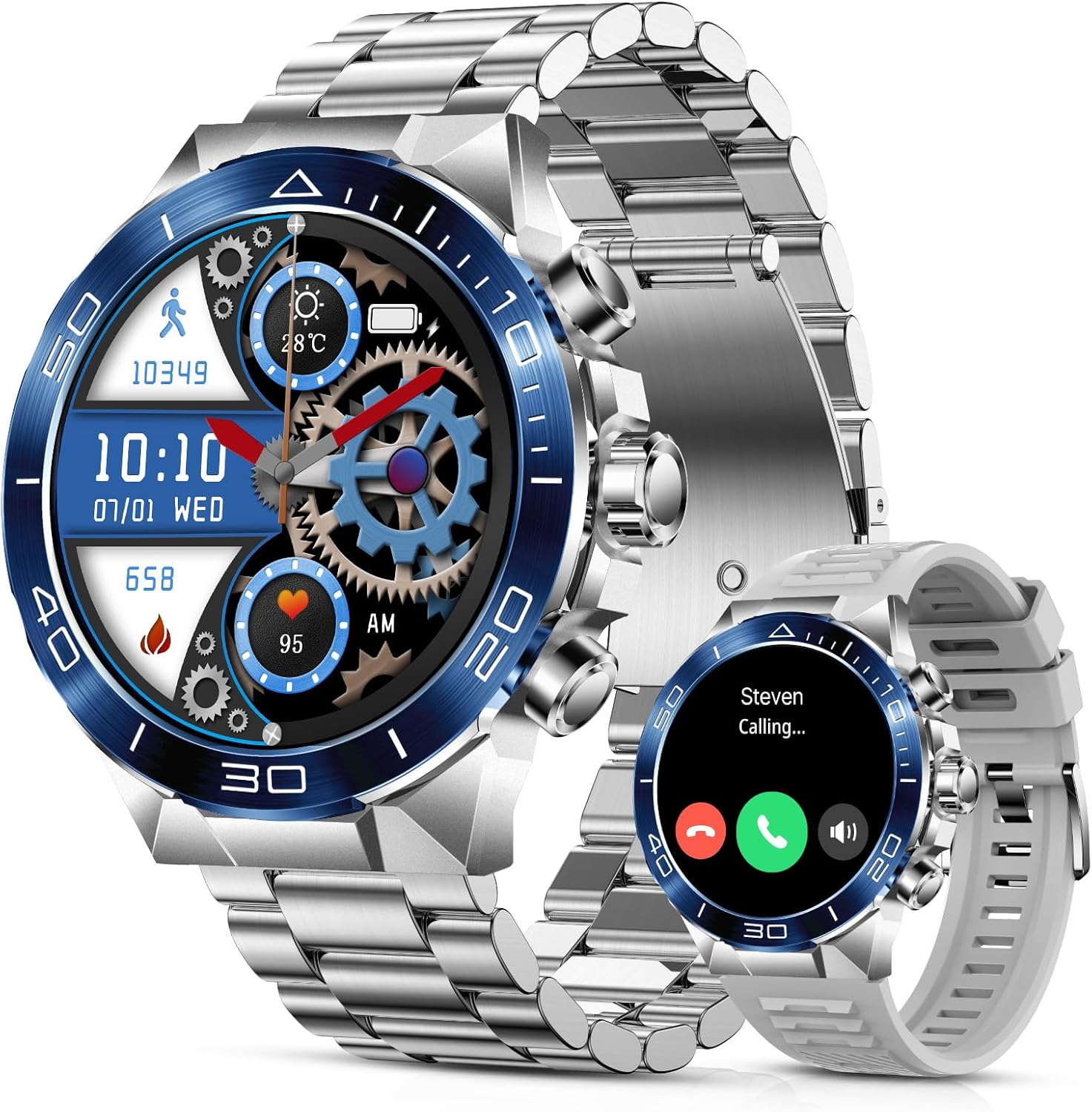 SOUYIE Men’s Smart Watch – 1.43” AMOLED, Bluetooth Calling, Dual Strap