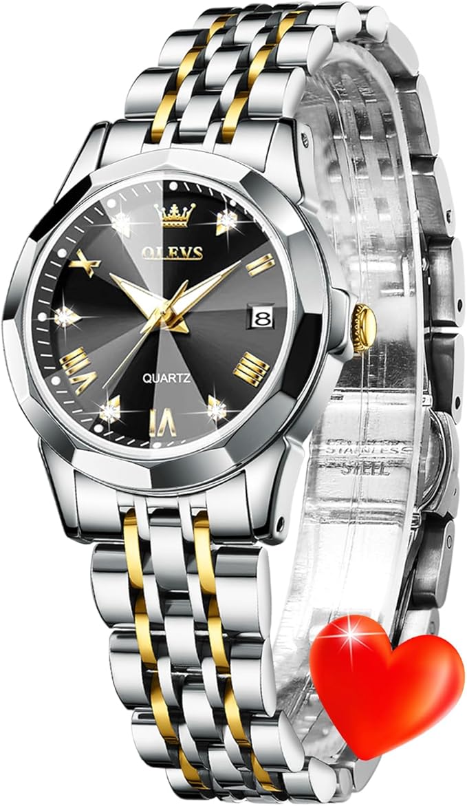 OLEVS Women’s Stainless Steel Waterproof Luminous Quartz Watch
