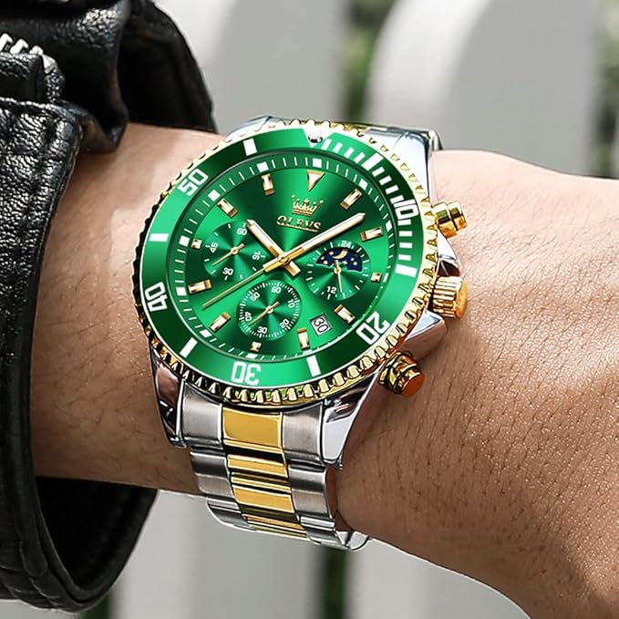 OLEVS Waterproof Stainless Steel Luminous Rotatable Bezel Watch — Classic Analog Quartz Wristwatch