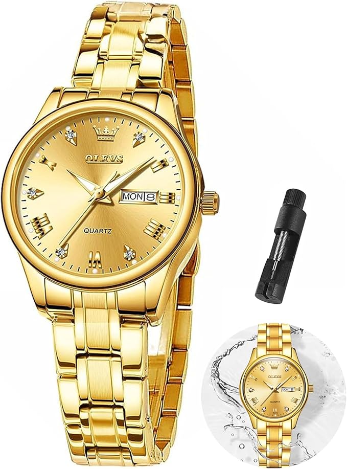 OLEVS Men’s Big Face Stainless Steel Quartz Watch – Day & Date