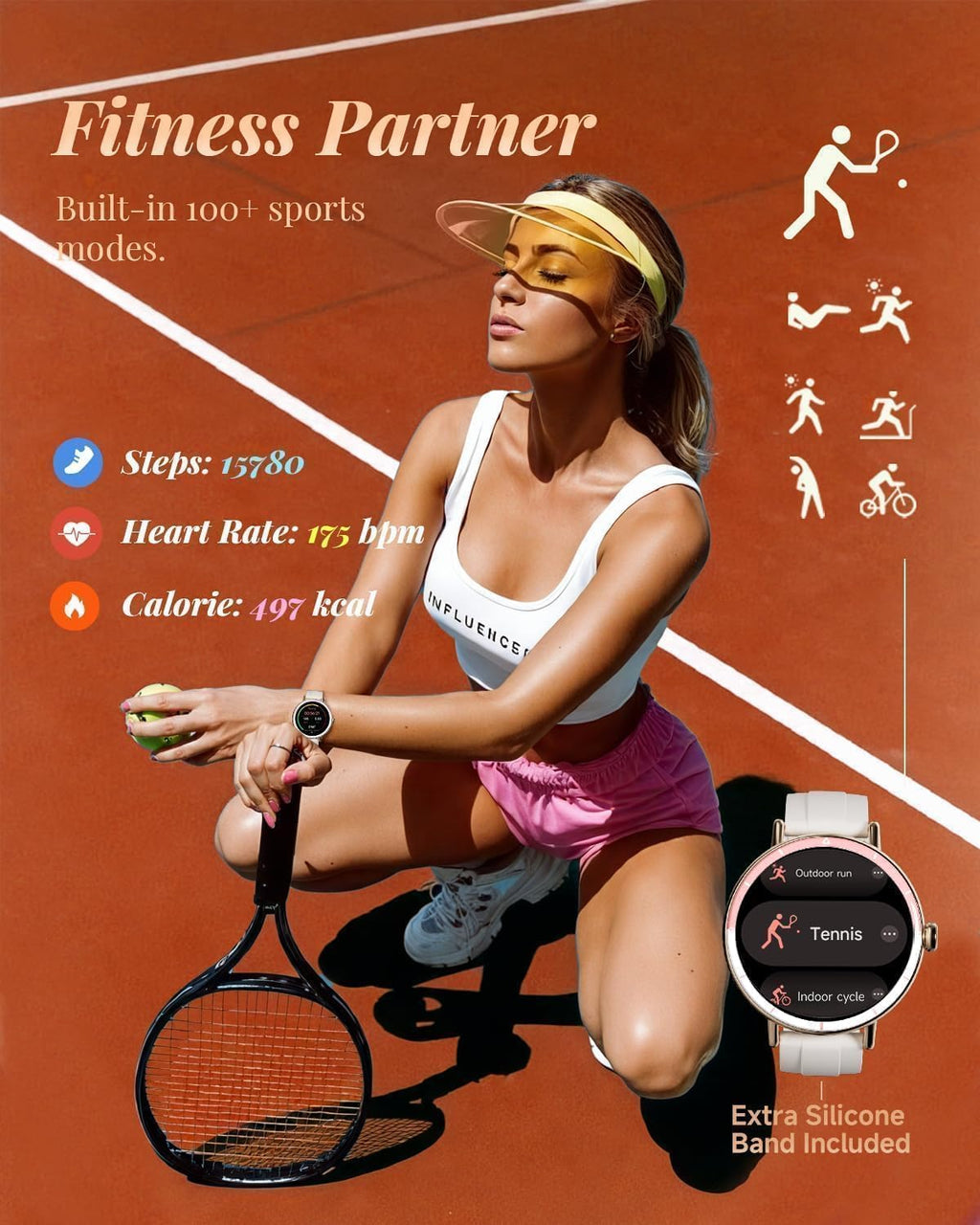 TOOBUR Rose Gold Smartwatch for Women, HD Display, Calling & Fitness Tracking