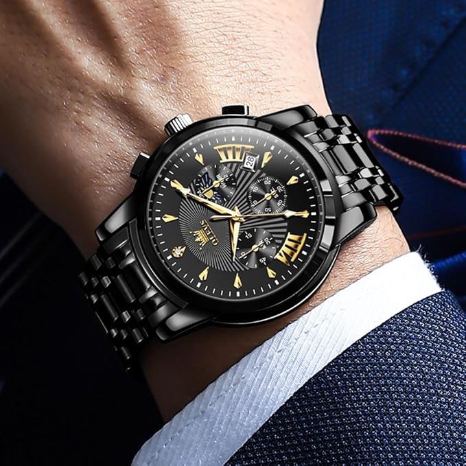 OLEVS Men’s Multifunction Dress Watch – Luminous, Water Resistant, Stainless Steel
