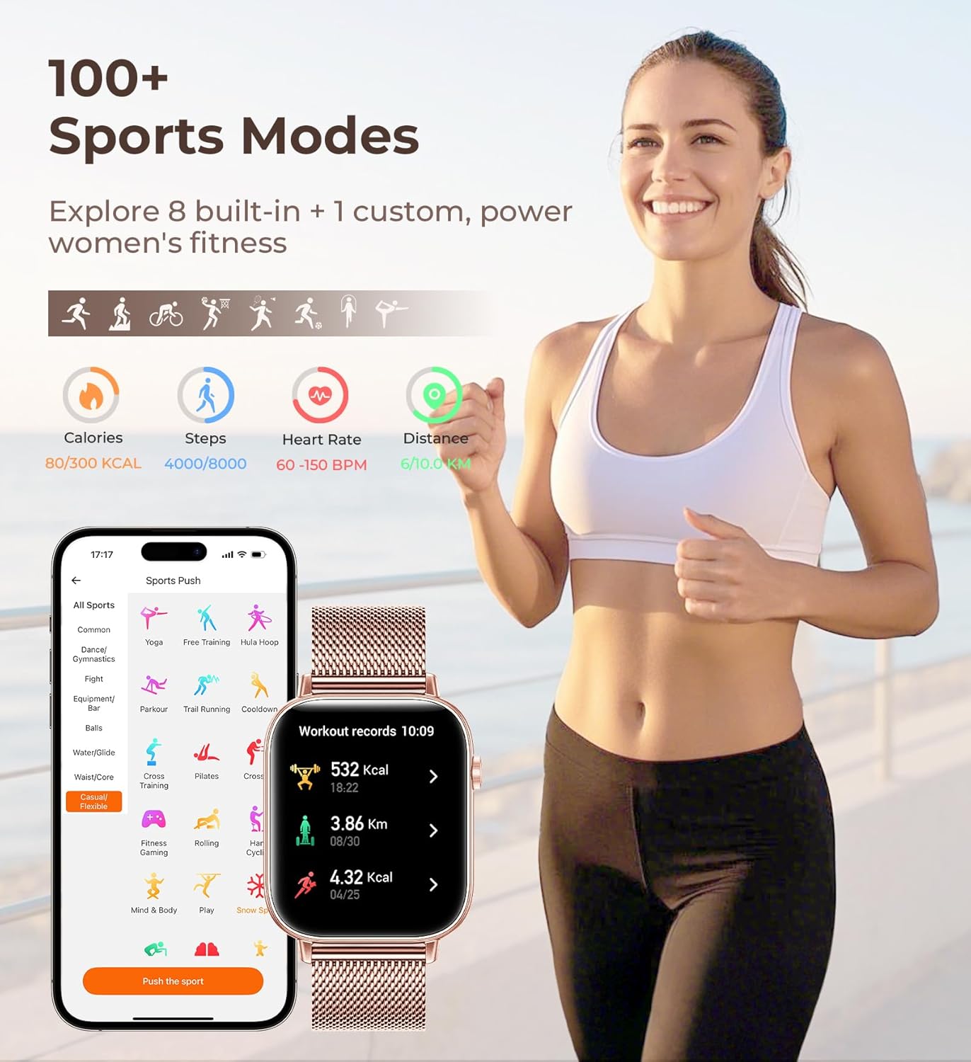 Women's Smartwatch with Call Function & Health Tracking (Iaret, Rose Gold)