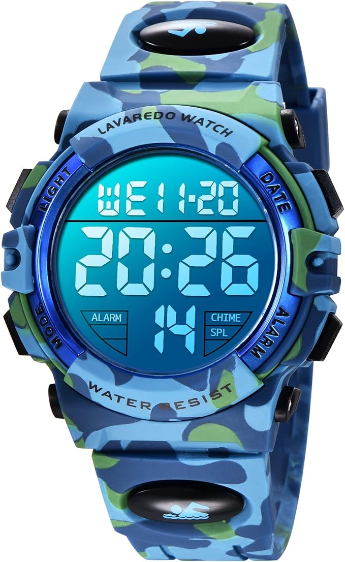 Kids Digital Sport Watch with LED, Alarm & Waterproof