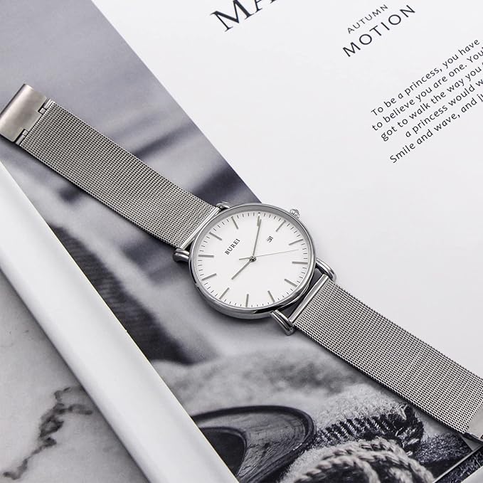 BUREI Men’s Ultra Thin Quartz Analog Watch – Minimalist Stainless Steel Design