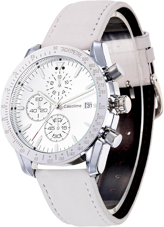 Casotime Men’s Leather Chronograph Analog Quartz Watch