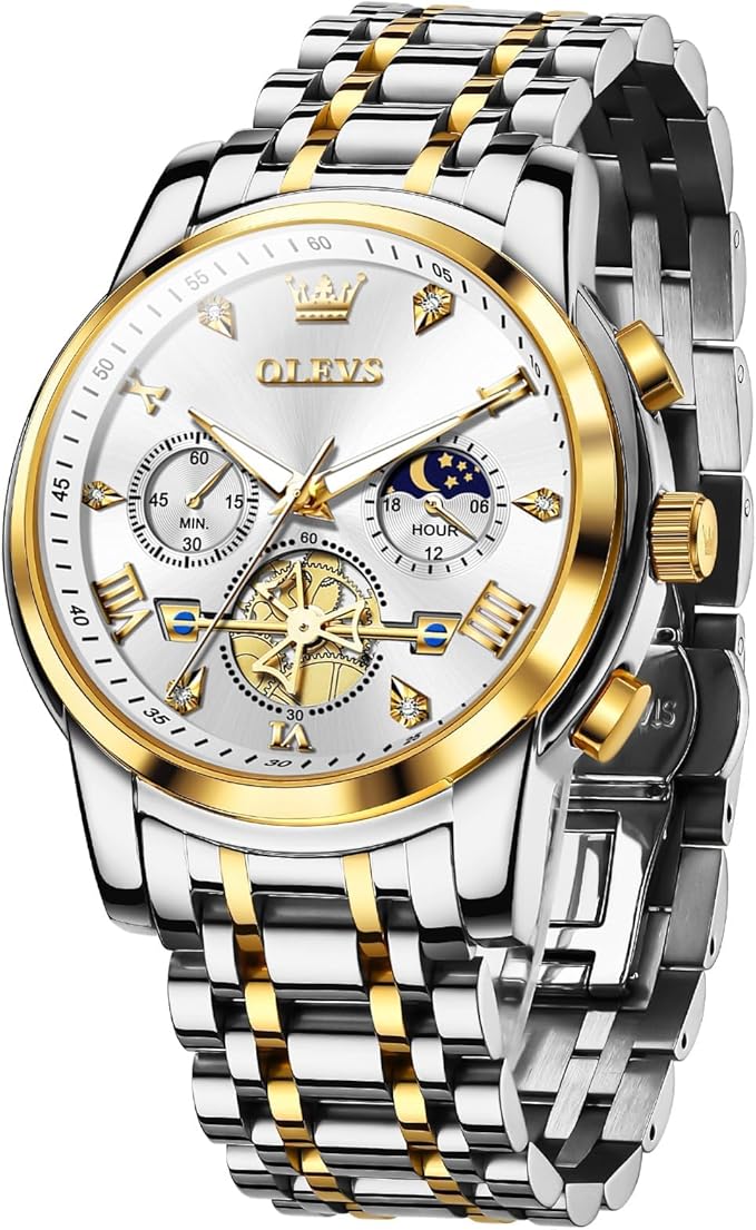 OLEVS Men’s Multifunction Dress Watch – Luminous, Water Resistant, Stainless Steel