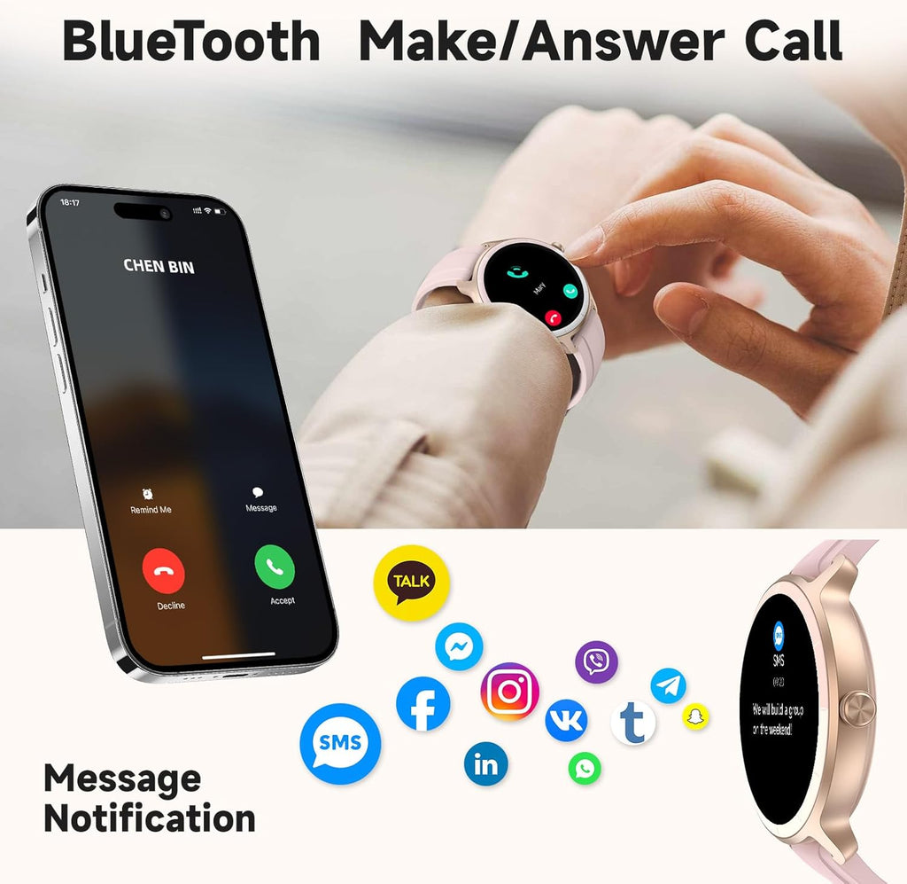 Smart Watch for Men & Women – Bluetooth Calling, HD Touchscreen, Fitness Tracker, AI + Health Monitoring