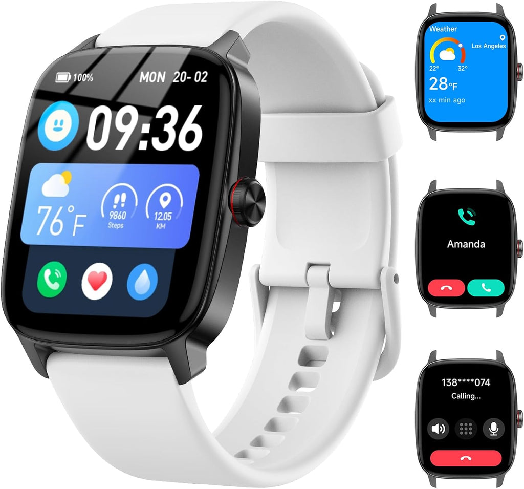 Bluetooth Smartwatch for Men & Women Fitness Tracker with Heart Rate, Sleep & Activity Monitor | Waterproof Touchscreen