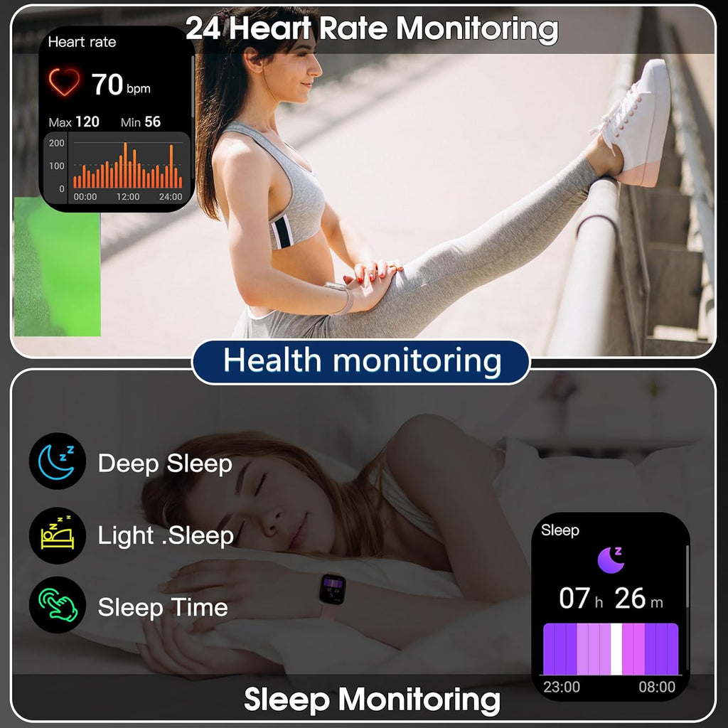 Men & Women Smartwatch – Bluetooth Call, Fitness Tracker, 110+ Sports Modes, HD Touchscreen