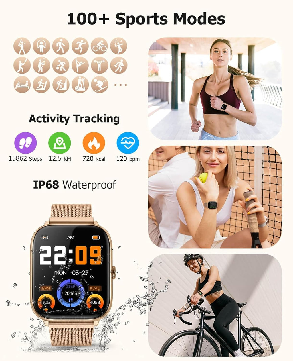 Women's Smartwatch with AMOLED Display, IP68 Rating & Health Tracking (EarlySincere 2025)
