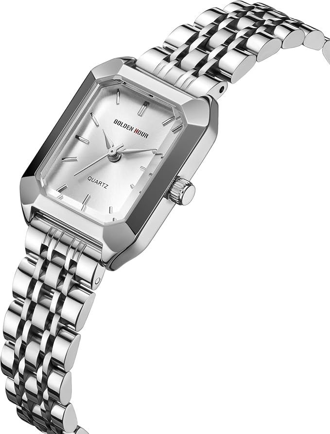 GOLDEN HOUR Women’s Rectangular Quartz Watch Gold Tone Stainless Steel Bracelet
