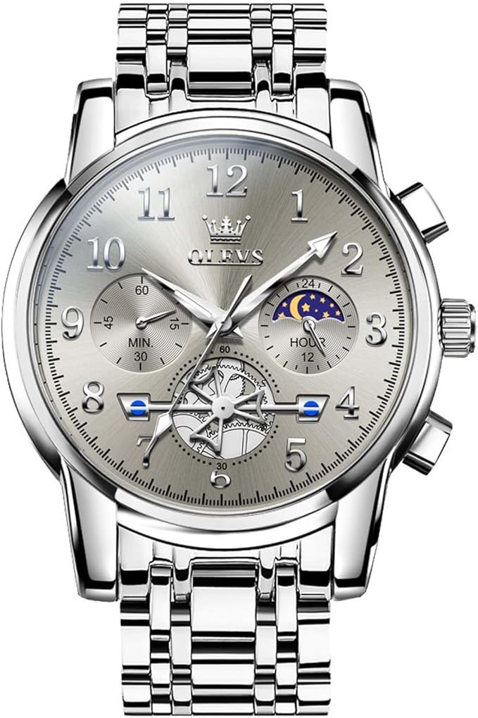 OLEVS Men’s Luxury Chronograph Watch, Stainless Steel, Waterproof