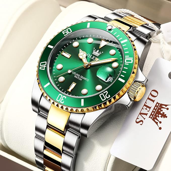 OLEVS Men’s Big Face Stainless Steel Quartz Watch – Day Date