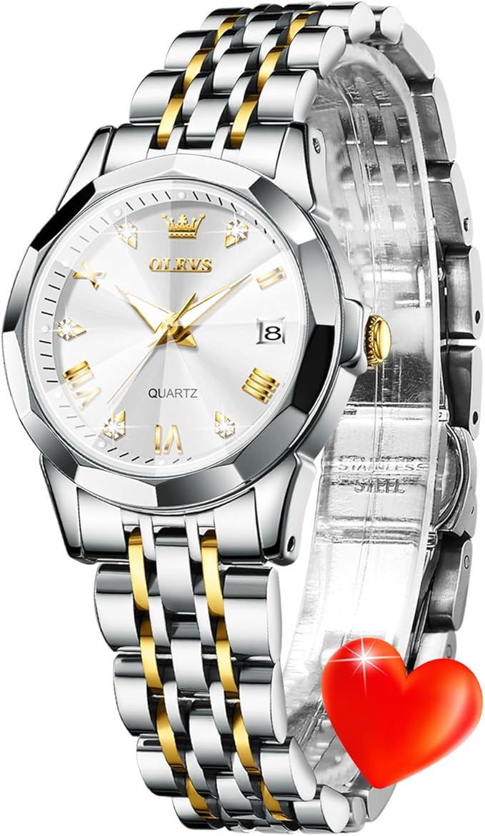 OLEVS Women’s Stainless Steel Waterproof Luminous Quartz Watch