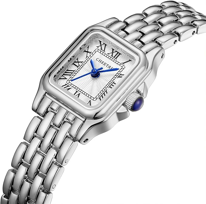CHEETAH Women’s Small Two‑Tone Rectangular Roman Dial Watch