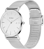 BUREI Men’s Ultra Thin Quartz Analog Watch – Minimalist Stainless Steel Design