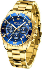 MEGALITH Men’s Stainless Steel Chronograph Quartz Watch – Waterproof, Date