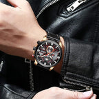 Men’s Military Leather Chronograph Waterproof Analog Quartz Watch
