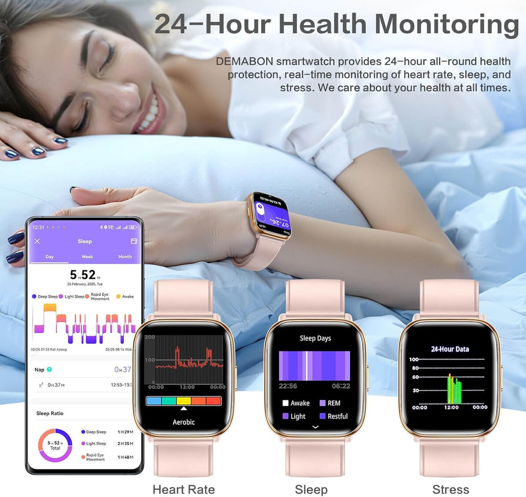 2025 Smart Watch for Women, 1.75" Bluetooth Call, Da GPT AI Smartwatch, 24/7 Heart Rate Blood Oxygen Stress Sleep Monitor, IP68 Waterproof Fitness Watch,120+ Sport Fitness Tracker for Android iOS Pink
