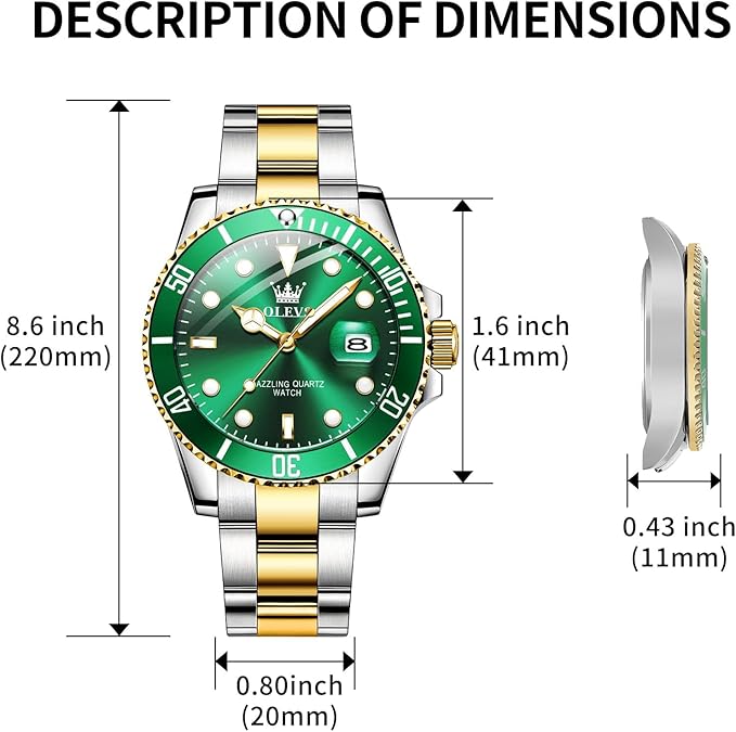 OLEVS Men’s Big Face Stainless Steel Quartz Watch – Day Date