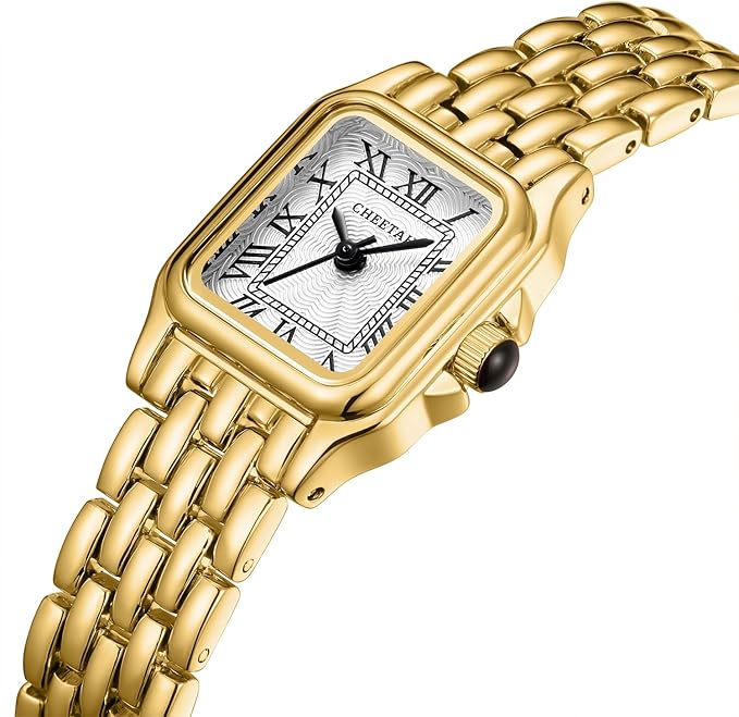 CHEETAH Women’s Small Two‑Tone Rectangular Roman Dial Watch