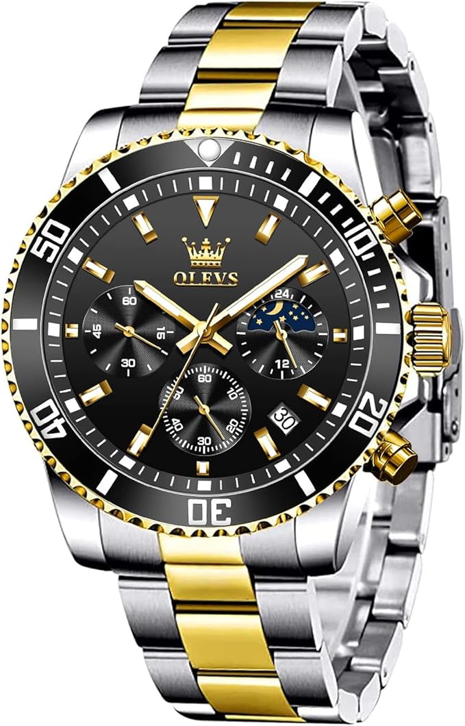 OLEVS Waterproof Stainless Steel Luminous Rotatable Bezel Watch — Classic Analog Quartz Wristwatch