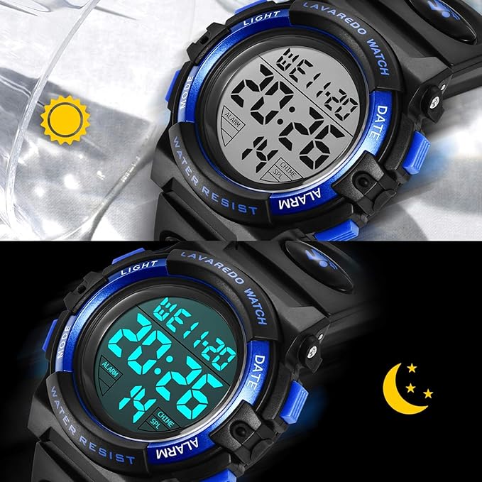 Kids Digital Sport Watch with LED, Alarm & Waterproof